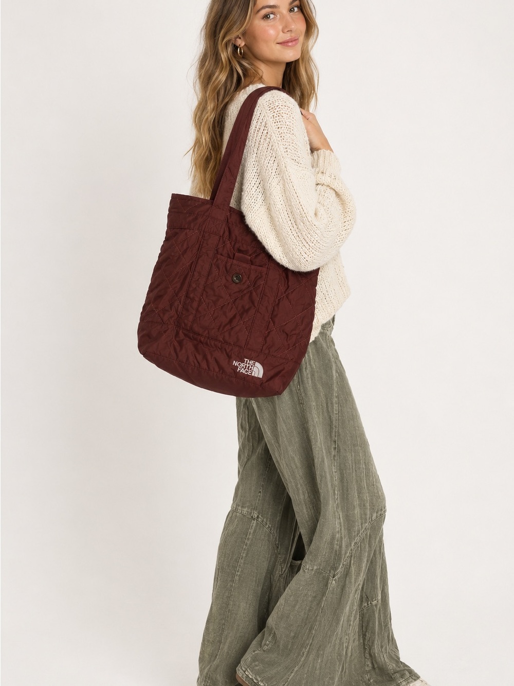 The North Force Utility Quilted Tote in Burgundy
